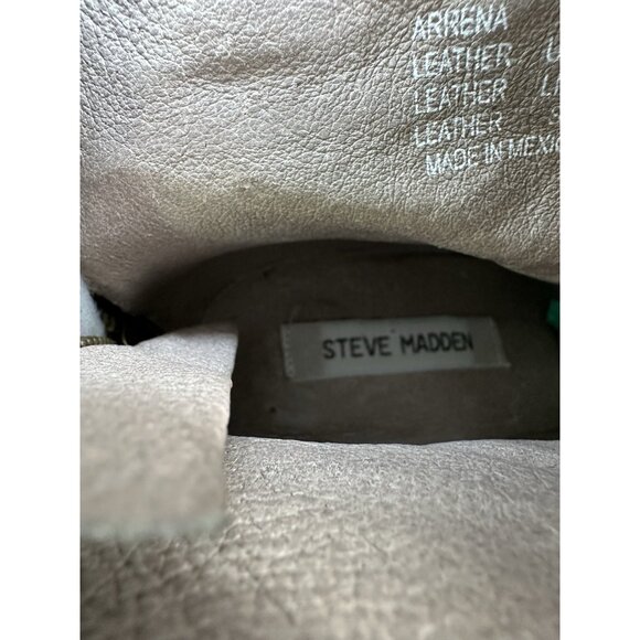 STEVE MADDEN "Arrena" Leather Suede Tan Boots Booties Size 10M - Picture 6 of 9
